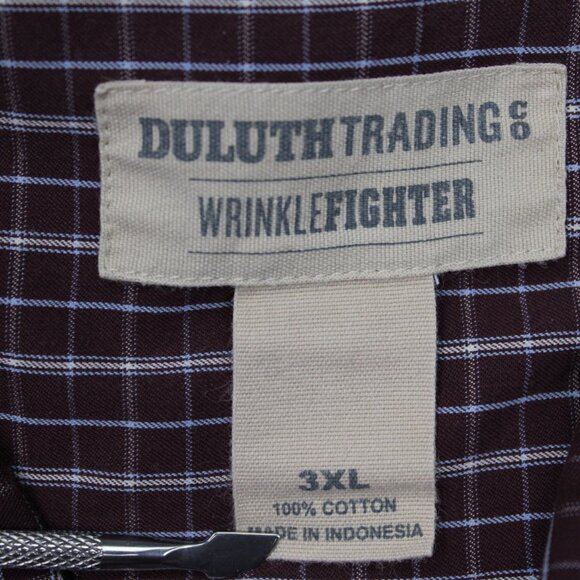 Duluth Wrinklefighter Shirt Men 3XL XXX Red/White Check Relaxed Fit L/S Cotton - Picture 7 of 12